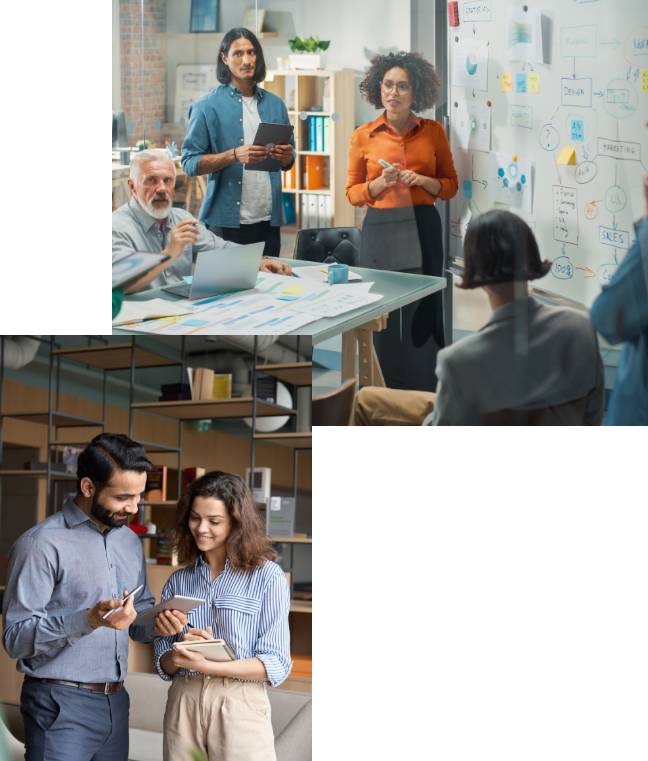 group of people in planning meetings discussing business